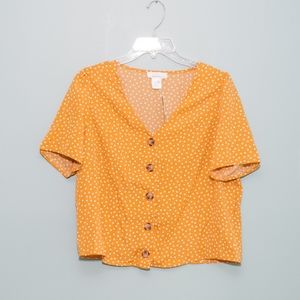 🔥 Urban Romantics Mustard Polka Dot Top